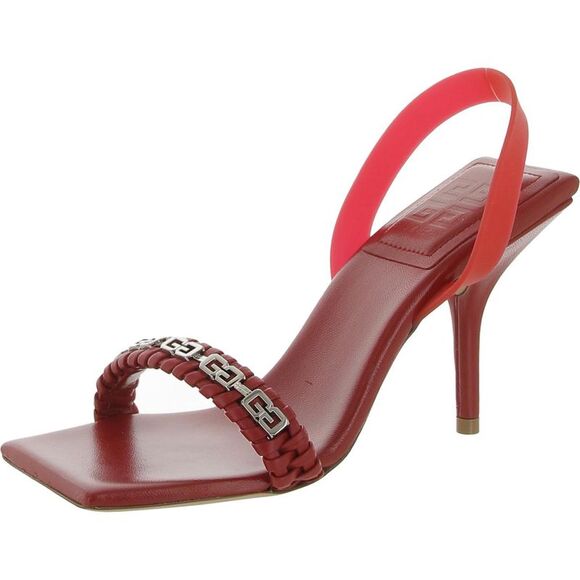 Square Toe Red Satin Strappy Heels Givenchy Womens Red Leather